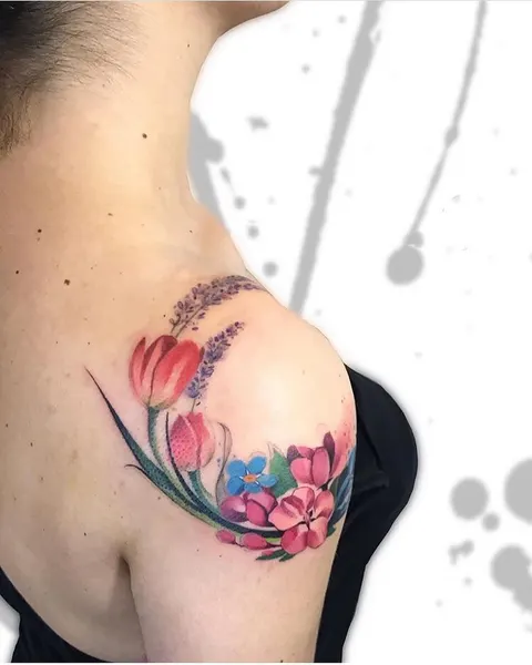 Flower, Rose, 커버업, 등 전체 타투