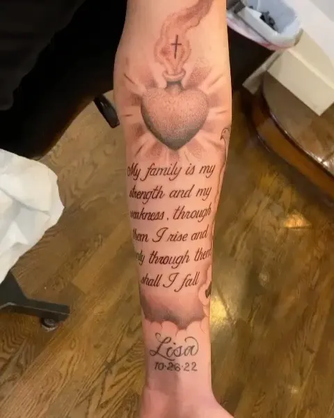 Lettering, 지혜, 강인함, 추모 문구, 추모 타투, 올드 잉글리시, 용기, 커스텀 타투