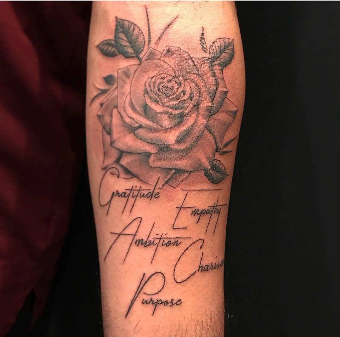 Flower, Lettering, Rose