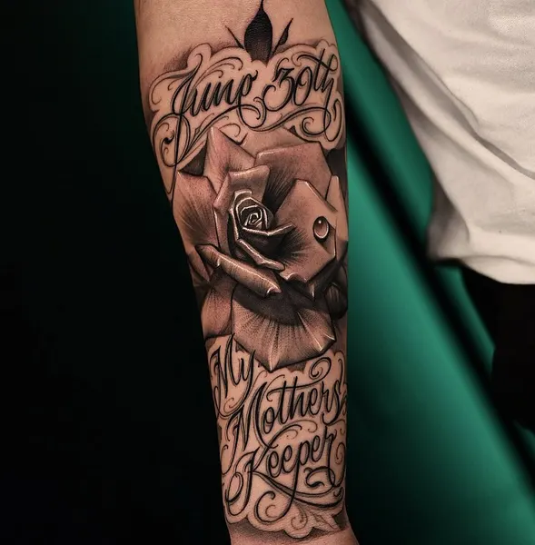 Flower, Rose, Lettering