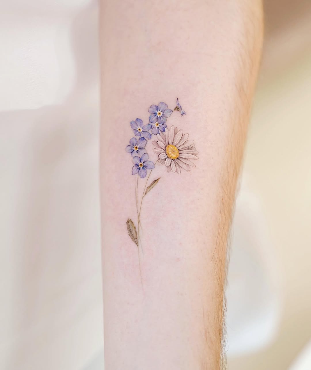 Flower, 라벤더, 수선화, 야생화, 아이리스, 카네이션, 민들레, 작은 타투