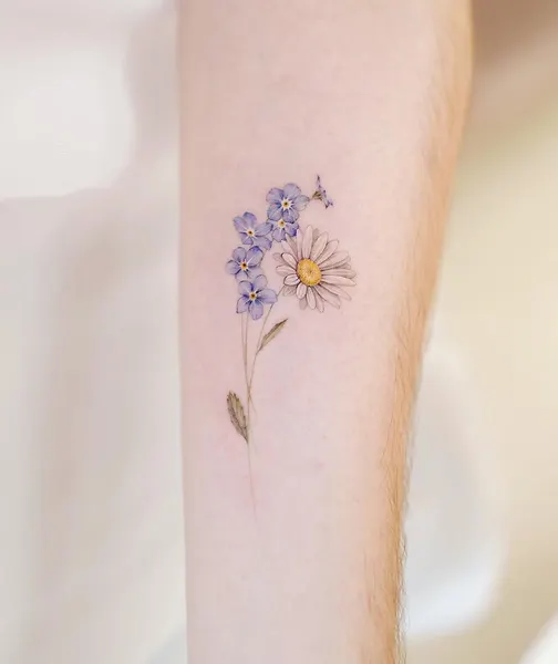 Flower, 라벤더, 수선화, 야생화, 아이리스, 카네이션, 민들레, 작은 타투