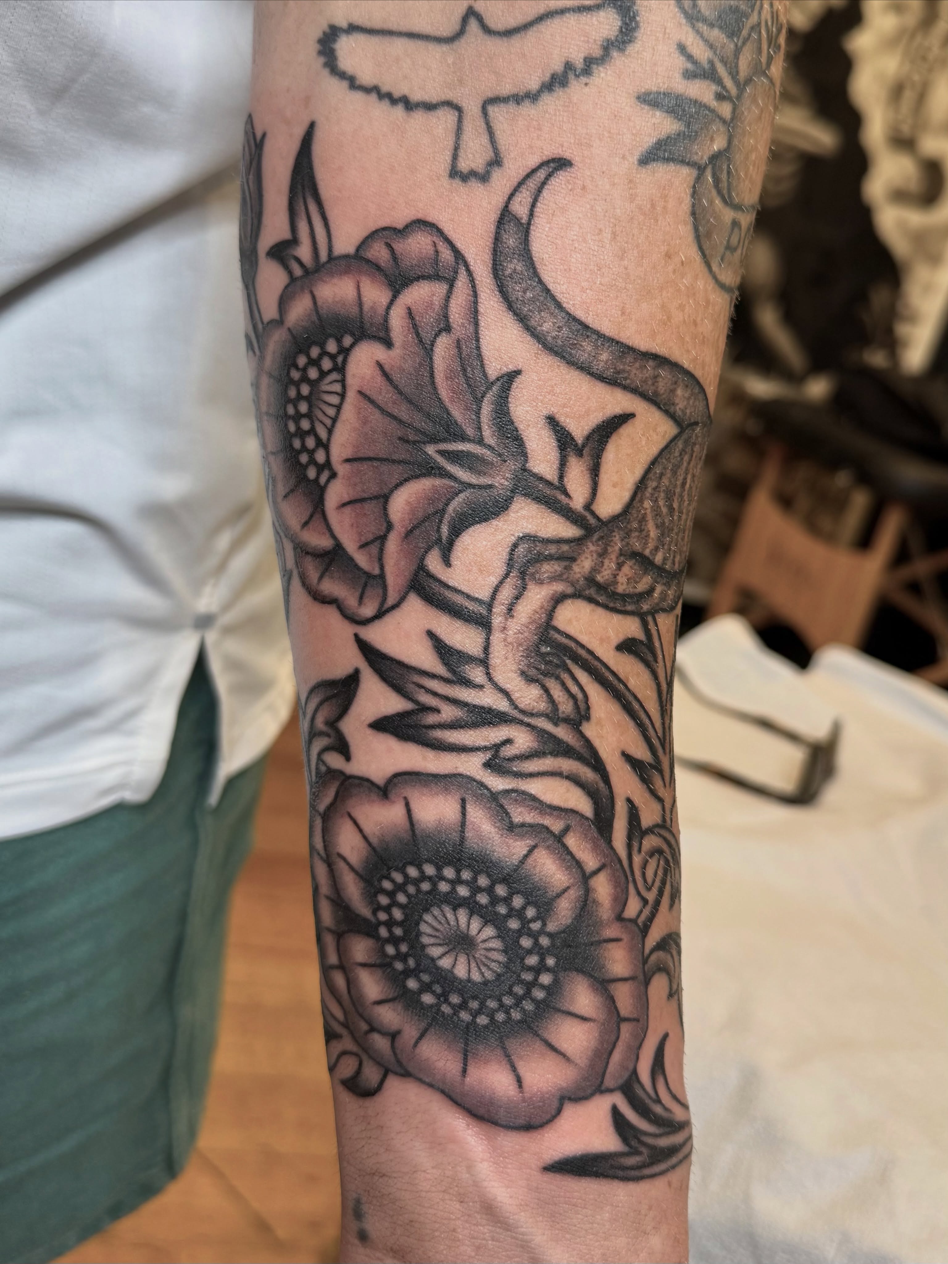 Dragon, Flower, Rose
