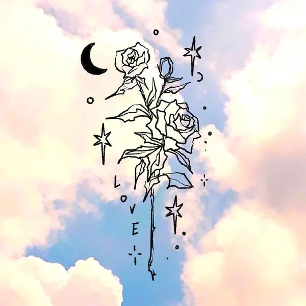 Rose, Flower, Lettering