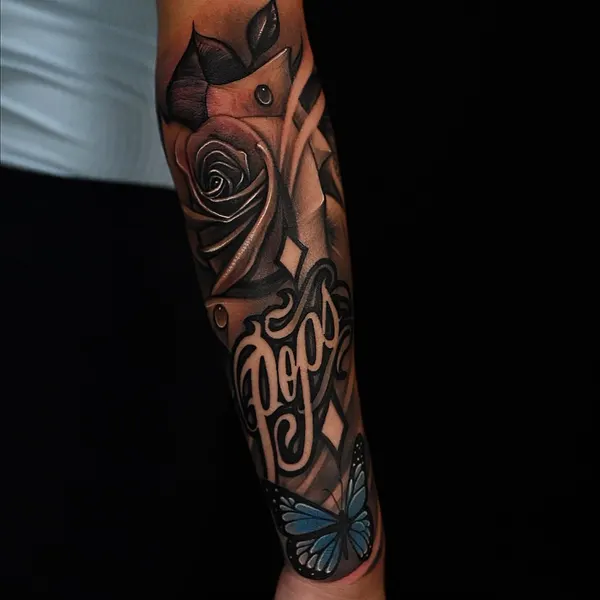 Flower, Rose, Lettering