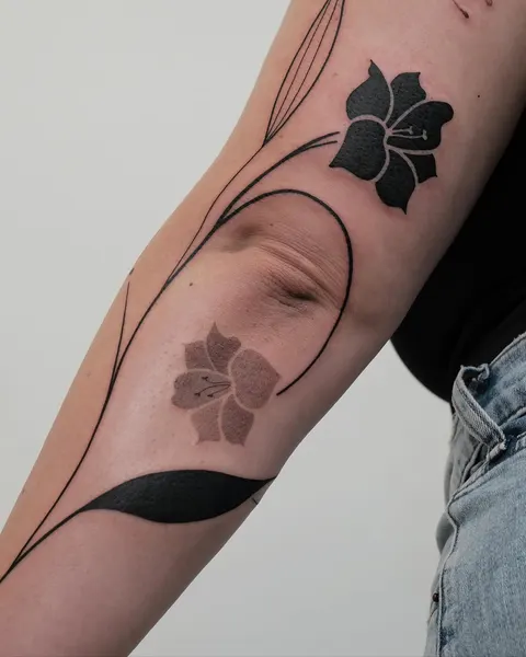 Flower, 그래픽, 비대칭, 슬리브, 풀슬리브, 하프슬리브, 큰 타투