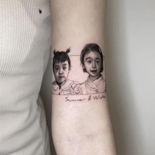 소녀, 한복, 아기천사, 소년, 아기, 레트로