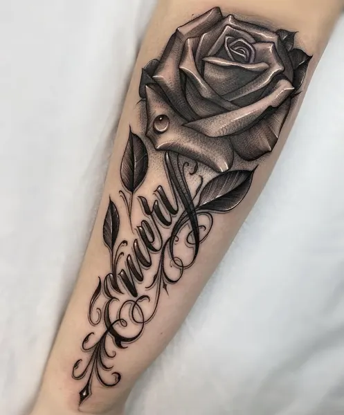 Lettering, Flower, Rose