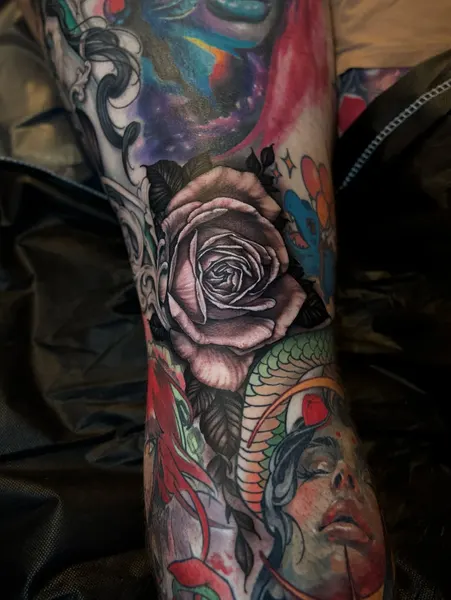 Dragon, Flower, Rose