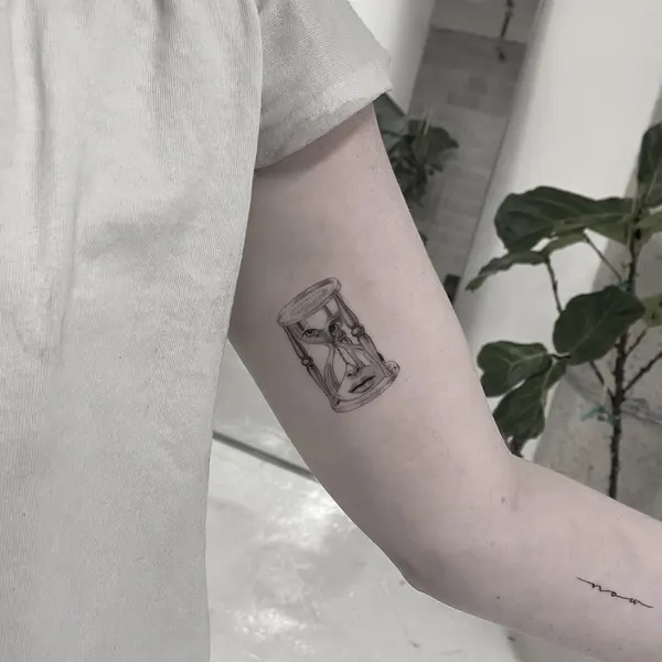 병, 컵, 와인잔, 커피, 모래시계